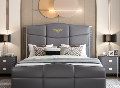 Double Design Bed Modern Hotel Luxury Sleep Room Furniture Bed Frame